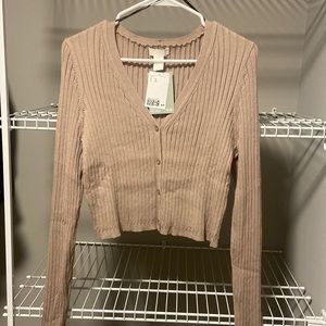 NWT * H&M Girls Beige Ribbed Cardigan Sweater in Size XL